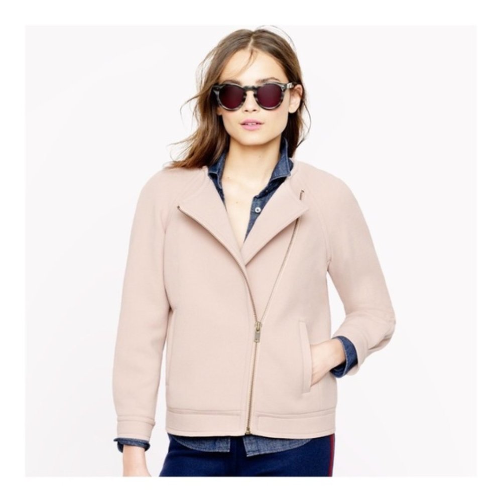 J. CREW Navy Double Cloth Moto Jacket 0 - Picture 1 of 8